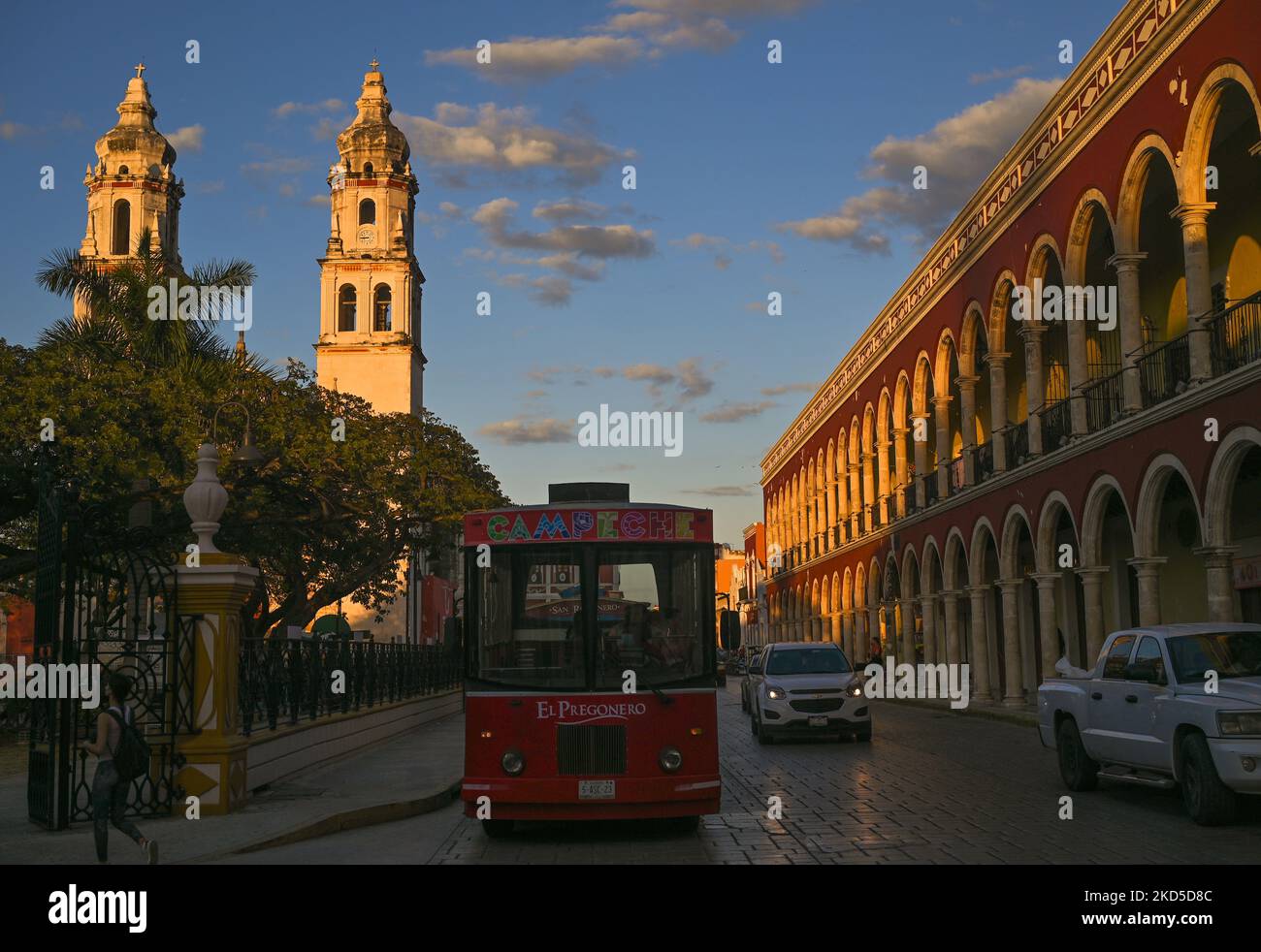 View of the historical center of Campeche with the Our Lady of the Immaculate Conception Cathedral, Campeche (Parroquia de nuestra Señora de la Inmaculada Concepción Santa Iglesia Catedral). On Friday, March 17, 2022, in San Francisco de Campeche, Campeche, Mexico. (Photo by Artur Widak/NurPhoto) Stock Photo