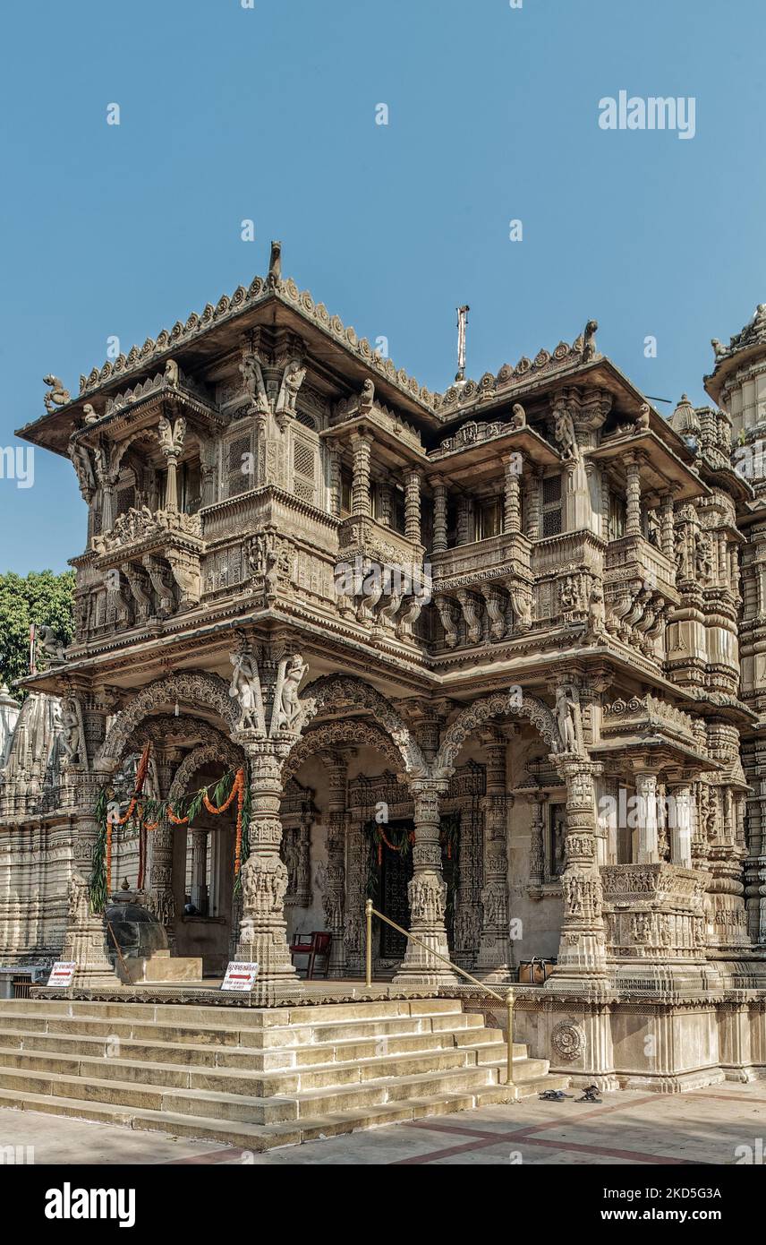 12 16 2007 Extiriar of  Hathisingh Jain temple, The temple blends the old Maru-Gurjara temple architecture style Ahmedabad, Gujarat , India Stock Photo