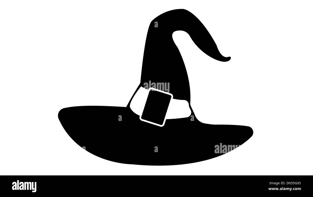 Witch hat black isolated with white background. Free illustration for print. Illustration. Halloween silhouette. Stock Photo