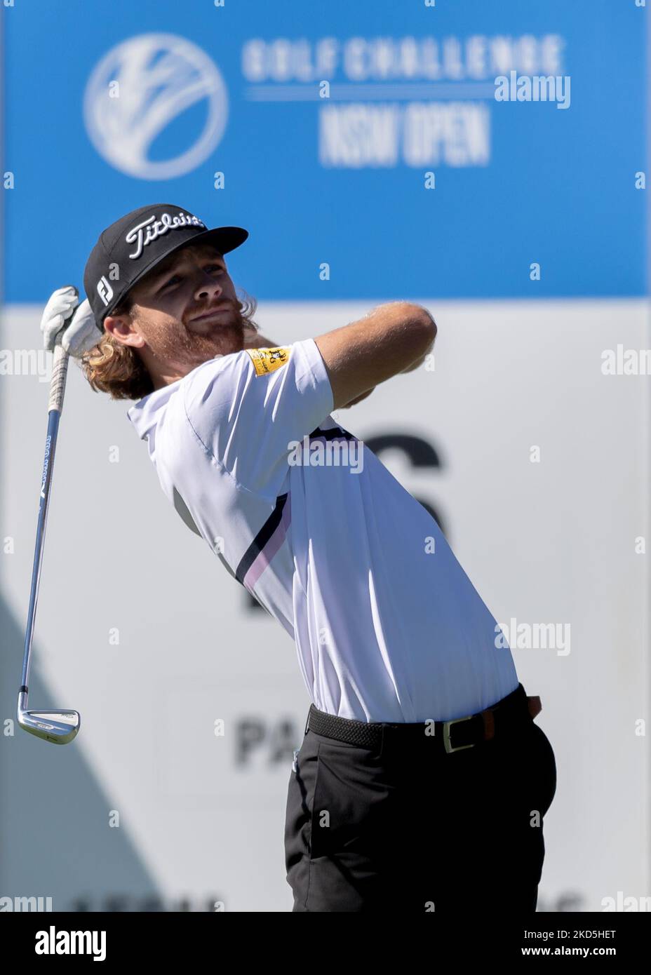 Blake Windred of Australia plays his tee shot on the 16th hole during the Final Round of the 2022 NSW Open at Concord Golf Club on March 20, 2022 in Sydney, Australia. (Photo by Izhar Ahmed Khan/NurPhoto) Stock Photo