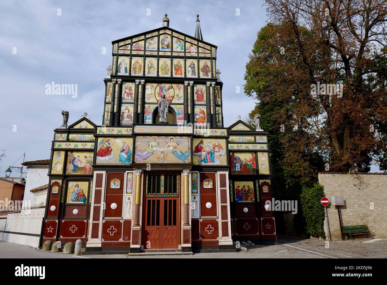 The colorful Saint Peter Church in the small village of Pizzighettone Italy Stock Photo