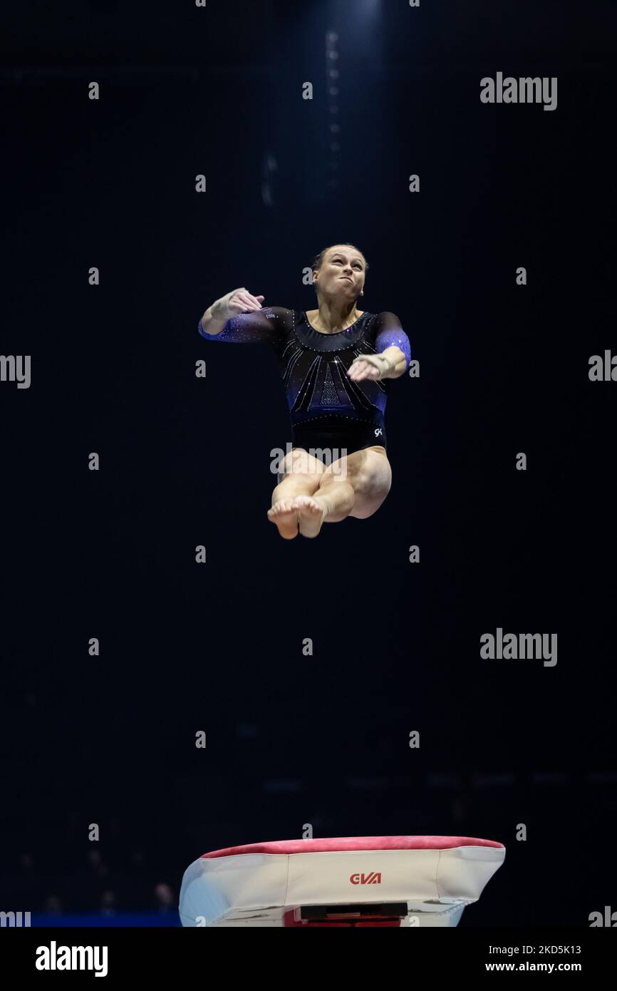 Liverpool, UK. 05th Nov, 2022. Liverpool, England, November 5th 2022 Elsabeth Black (CAN) competes on Vault during the Apparatus Finals at the FIG World Gymnastics Championships at the M&S Bank Arena in Liverpool, England Dan O' Connor (Dan O' Connor/SPP) Credit: SPP Sport Press Photo. /Alamy Live News Stock Photo