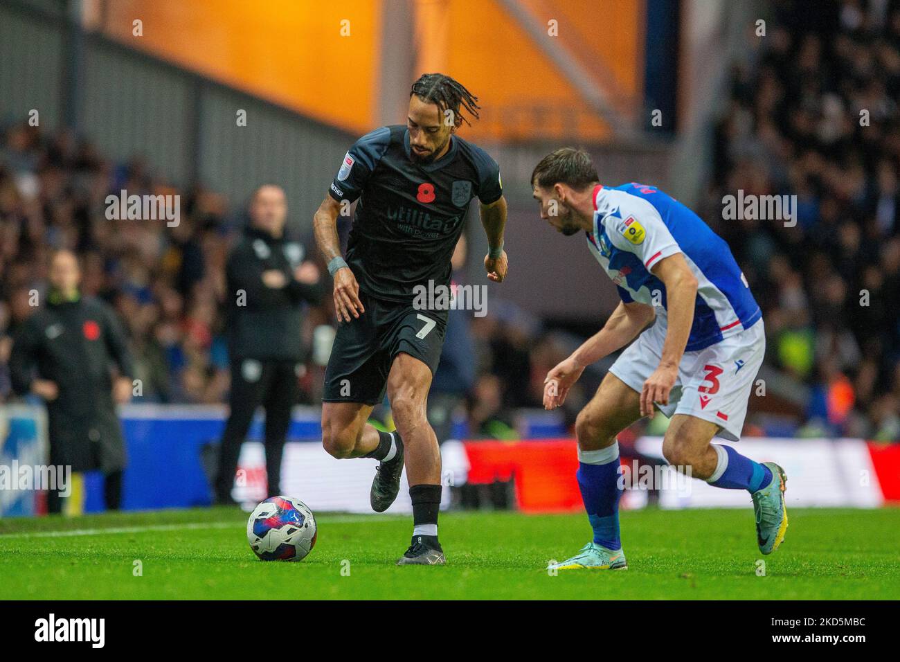 Sorba Thomas #7 of Huddersfield Town in possession during the Sky Bet Championship match Blackburn Rovers vs Huddersfield Town at Ewood Park, Blackburn, United Kingdom, 5th November 2022  (Photo by Phil Bryan/News Images) Stock Photo