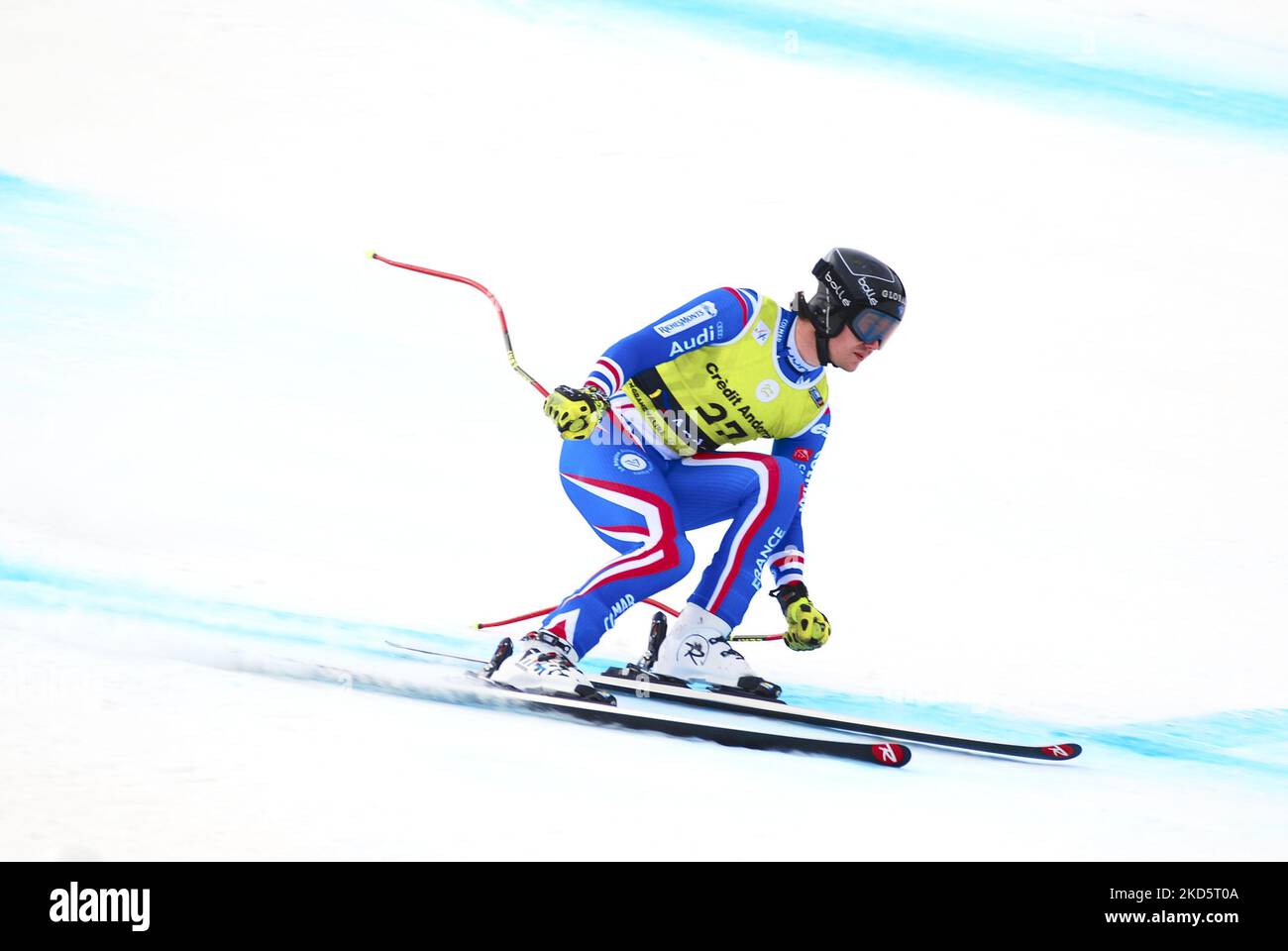 France alpine skier Sam Alphand, competing on the Downhill FIS European Cup Finals, on March 21, 2022 in Soldeu, Andorra. (Photo by Joan Cros/NurPhoto) Stock Photo