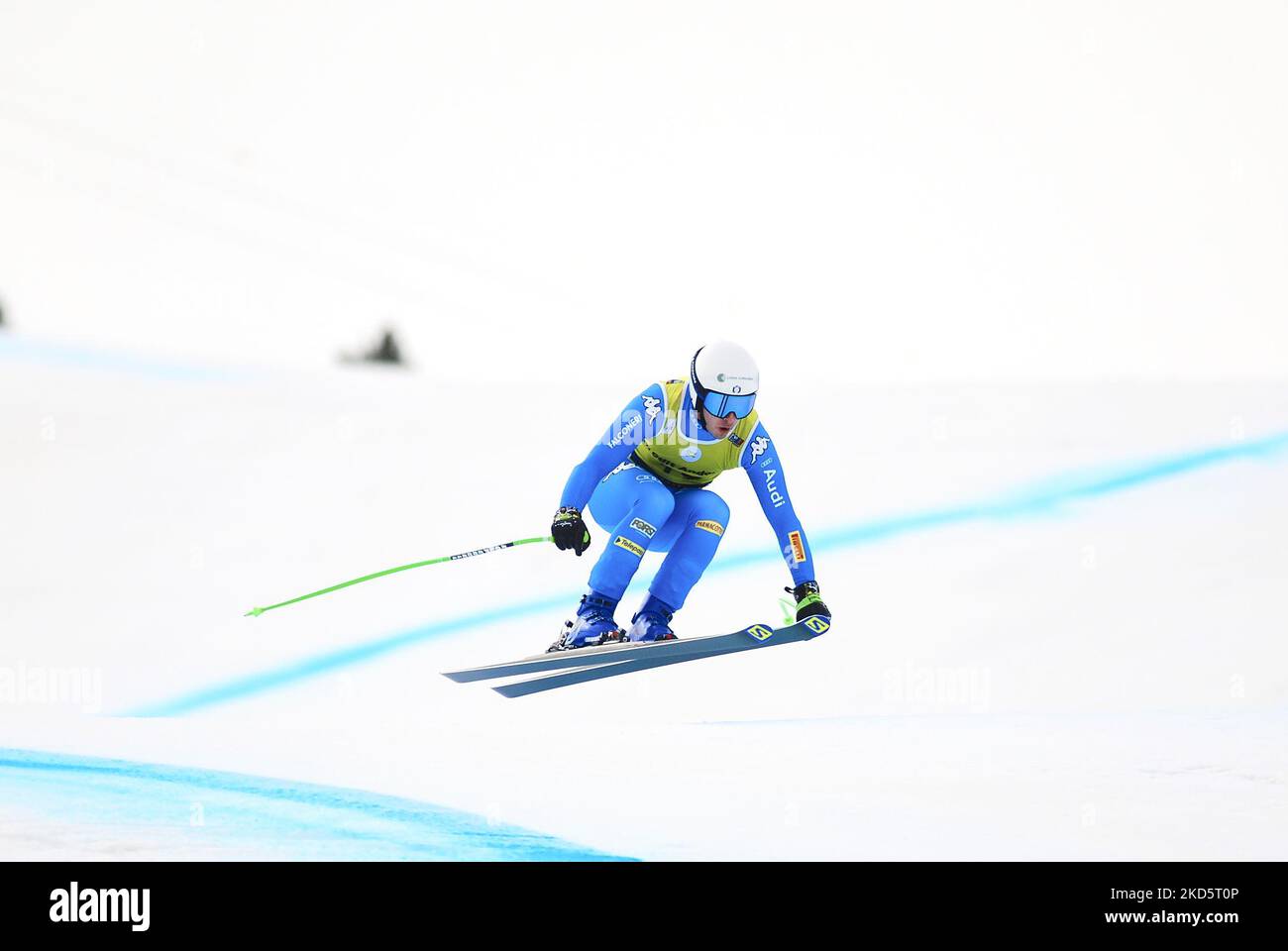 Italian alpine skier Pietro Zazzi, competing on the Downhill FIS European Cup Finals, on March 21, 2022 in Soldeu, Andorra. (Photo by Joan Cros/NurPhoto) Stock Photo