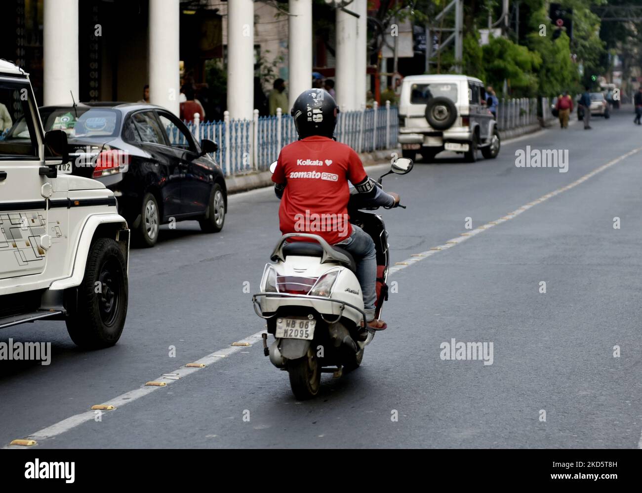 Zomato delivery boy is seen in Kolkata, India, 22 March, 2022. Food