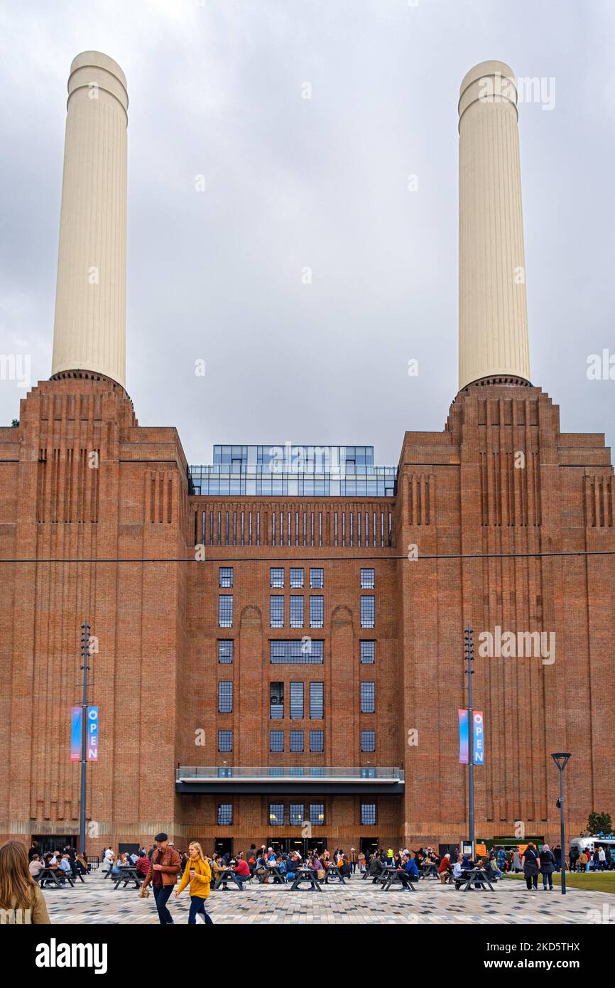 Battersea Power Station, a decommissioned Grade II* listed coal-fired power station, re-opens as a shopping Centre and community leisure hub. Stock Photo
