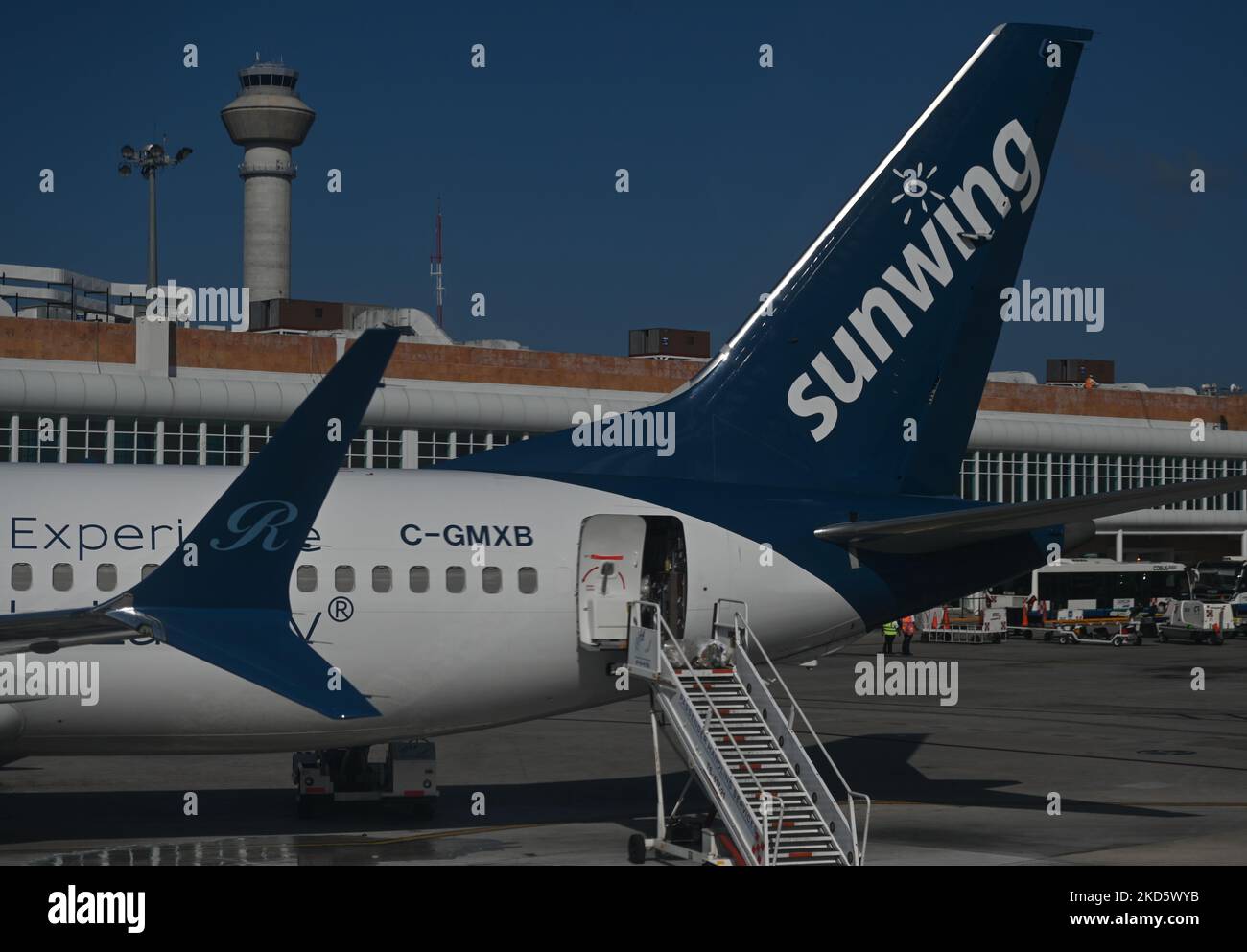 Sunwing Airlines plane seen at Cancun International Airport. On ...