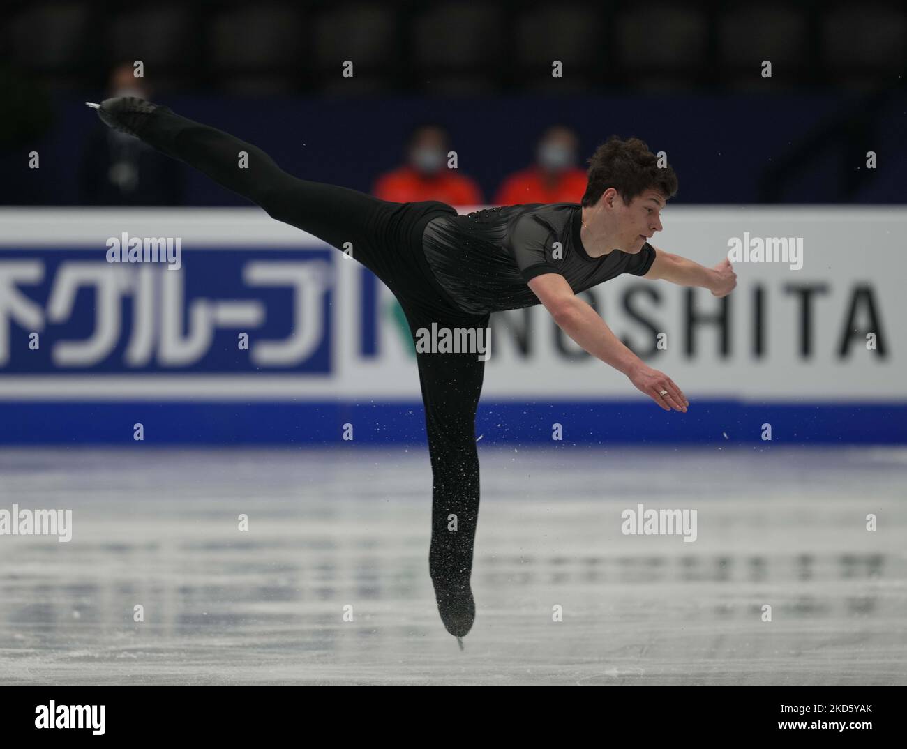 Nikita Starostin from Germany during Mens Short Programme, at Sud de France Arena, Montpellier, France on March 24, 2022. (Photo by Ulrik Pedersen/NurPhoto) Stock Photo