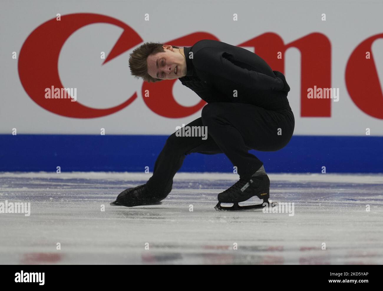 Nikita Starostin from Germany during Mens Short Programme, at Sud de France Arena, Montpellier, France on March 24, 2022. (Photo by Ulrik Pedersen/NurPhoto) Stock Photo