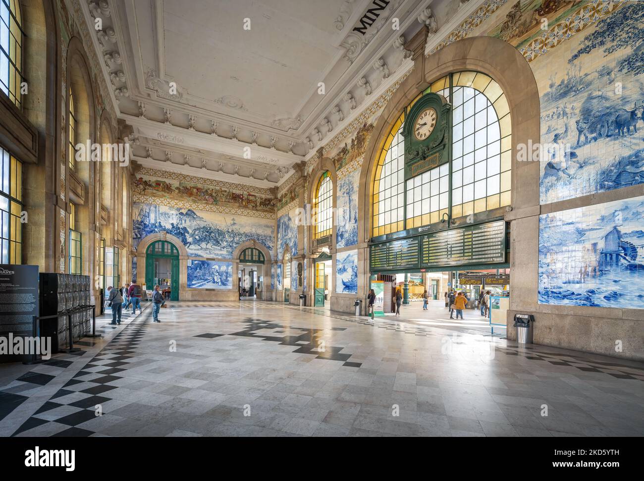 Interior of Sao Bento Railway Station Atrium - Porto, Portugal Stock Photo