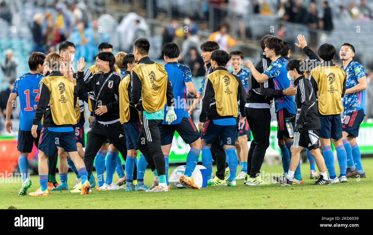 Japan team celebrates the win during FIFA World Cup Qatar 2022