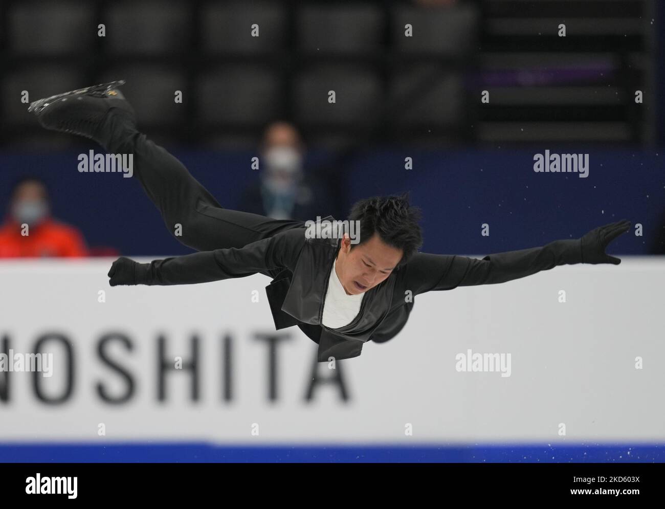 Adam Siao Him Fa from France during Mens Short Programme, at Sud de France Arena, Montpellier, France on March 24, 2022. (Photo by Ulrik Pedersen/NurPhoto) Stock Photo