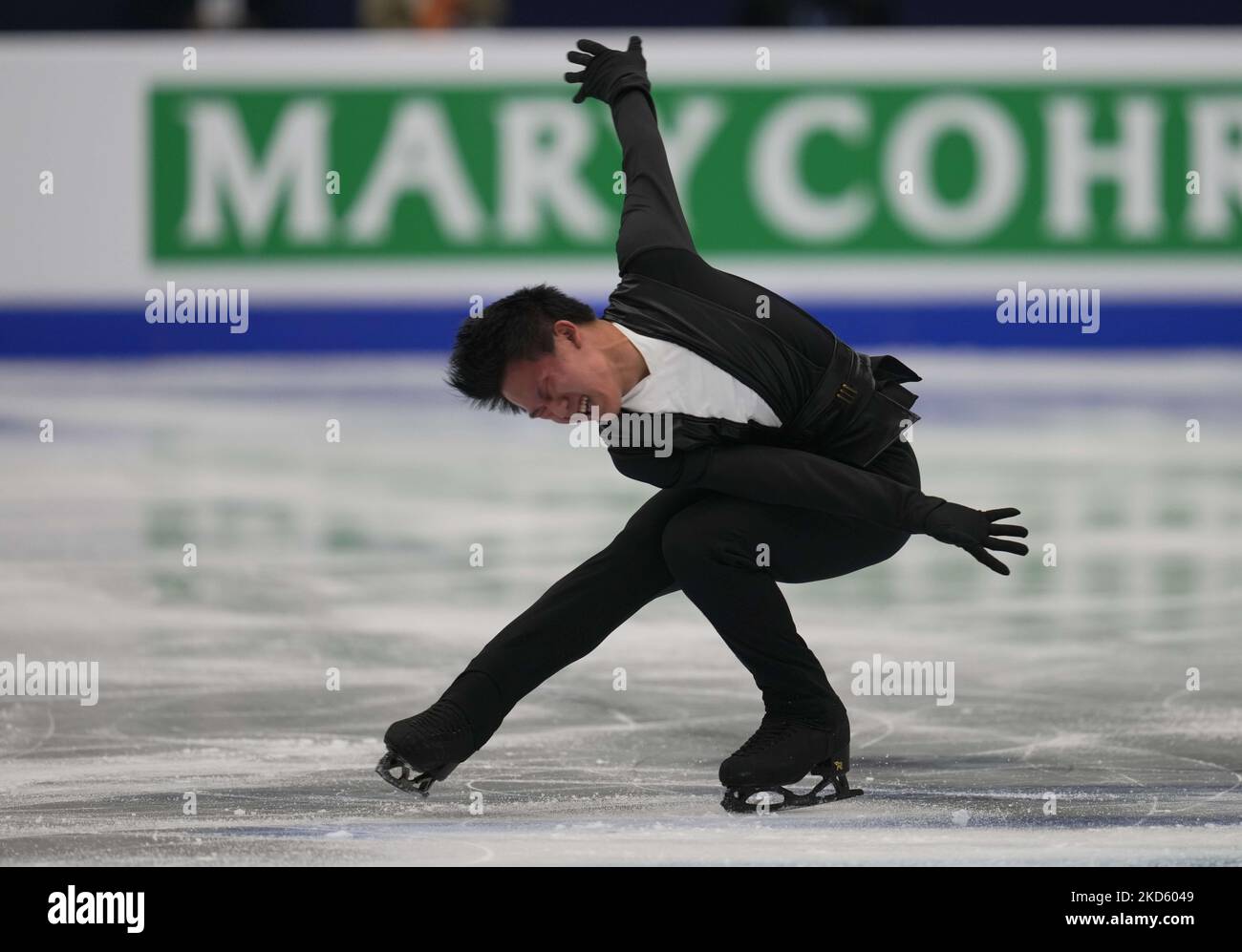 Adam Siao Him Fa from France during Mens Short Programme, at Sud de France Arena, Montpellier, France on March 24, 2022. (Photo by Ulrik Pedersen/NurPhoto) Stock Photo