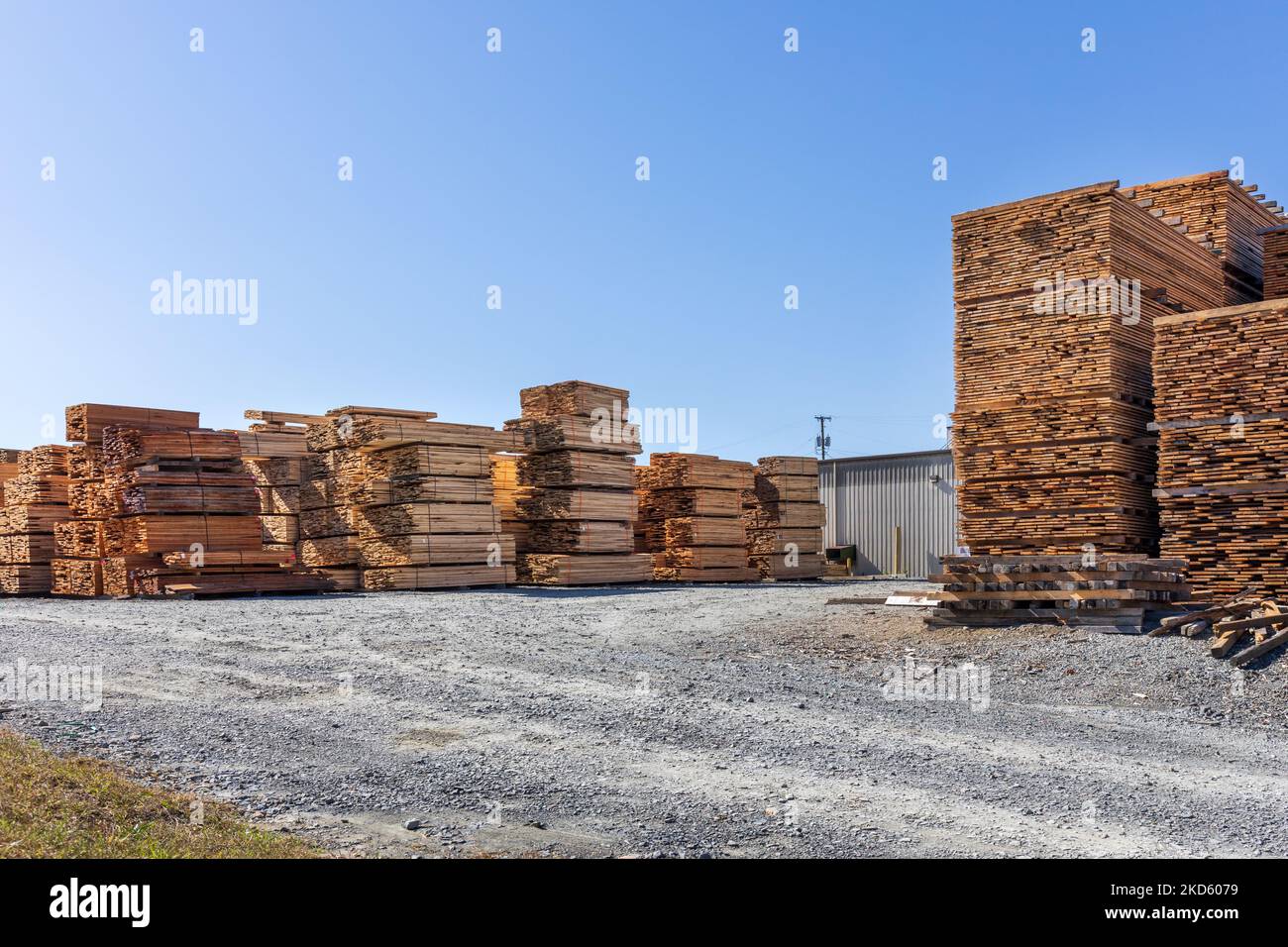 GALAX, VIRGINIA, USA15 OCTOBER 2022 Furniture factory lumberyard