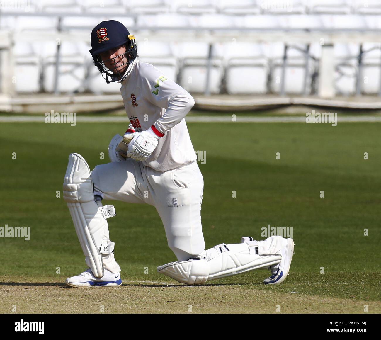 :Essex's Will Buttleman during an Essex CCC Intra-Squad Friendly match at The Cloud County Ground at Chelmsford on 24th March 2022 (Photo by Action Foto Sport/NurPhoto) Stock Photo