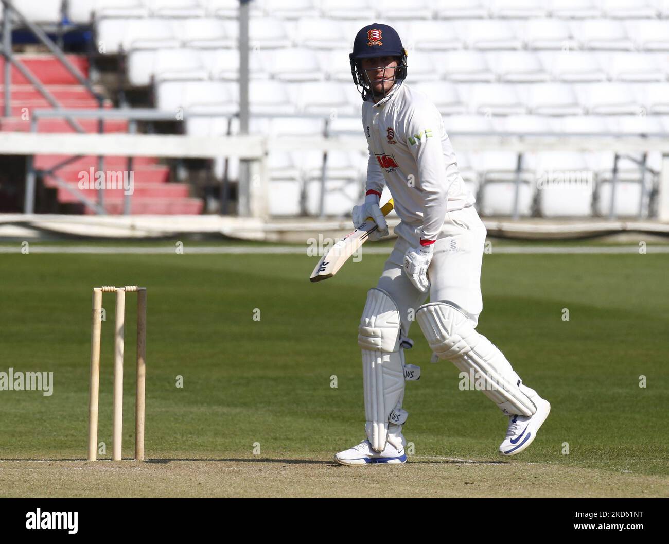 :Essex's Will Buttleman during an Essex CCC Intra-Squad Friendly match at The Cloud County Ground at Chelmsford on 24th March 2022 (Photo by Action Foto Sport/NurPhoto) Stock Photo