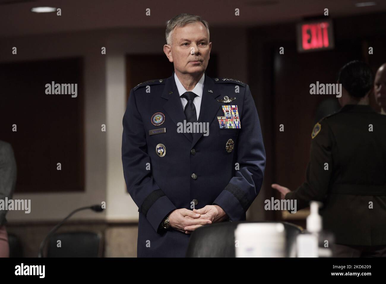 US Northern Command and North American Aerospace Defense Command, Gn Glen VanHerck during a hearing for examine the posture of United States Northern Command and United States Southern Command, today on March 24, 2022 at Dirksen Senate/Capitol Hill in Washington DC, USA. (Photo by Lenin Nolly/NurPhoto) Stock Photo