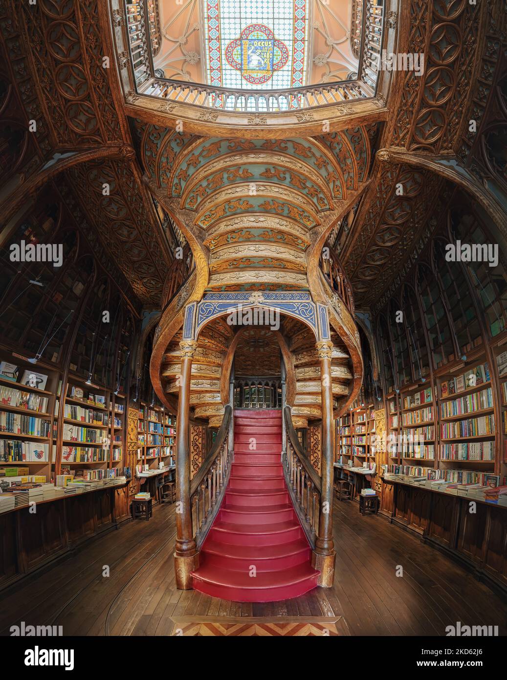 Lello Bookstore Interior and its famous staircase - Porto, Portugal Stock Photo