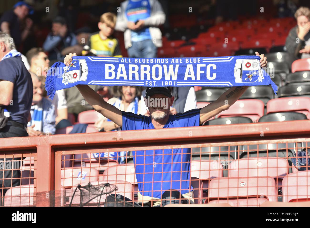 Barrow fans during the Sky Bet League 2 match between Leyton Orient and Barrow at the Matchroom Stadium, London on Saturday 26th March 2022. (Photo by Ivan Yordanov/MI News/NurPhoto) Stock Photo