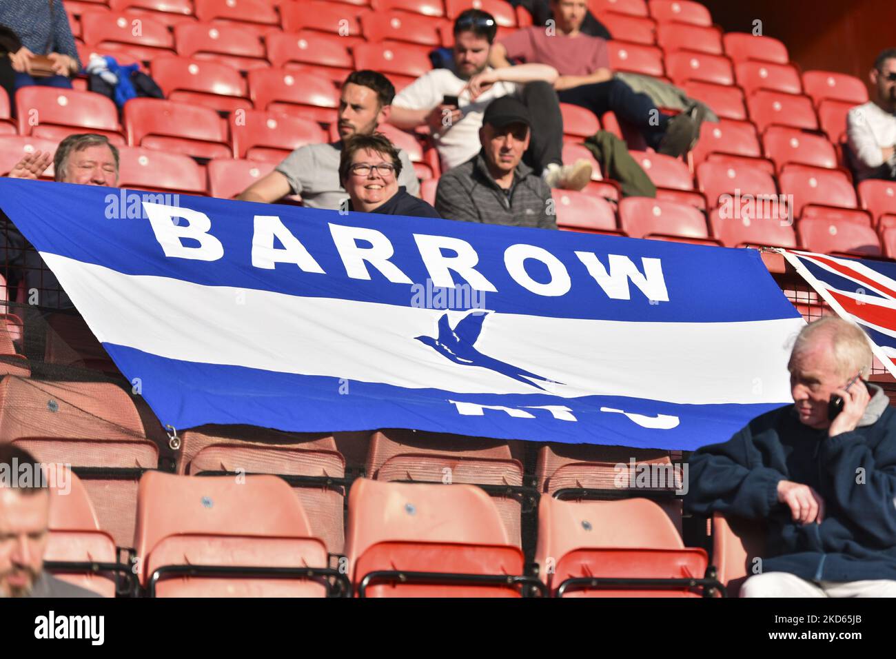 Barrow flag during the Sky Bet League 2 match between Leyton Orient and Barrow at the Matchroom Stadium, London on Saturday 26th March 2022. (Photo by Ivan Yordanov/MI News/NurPhoto) Stock Photo