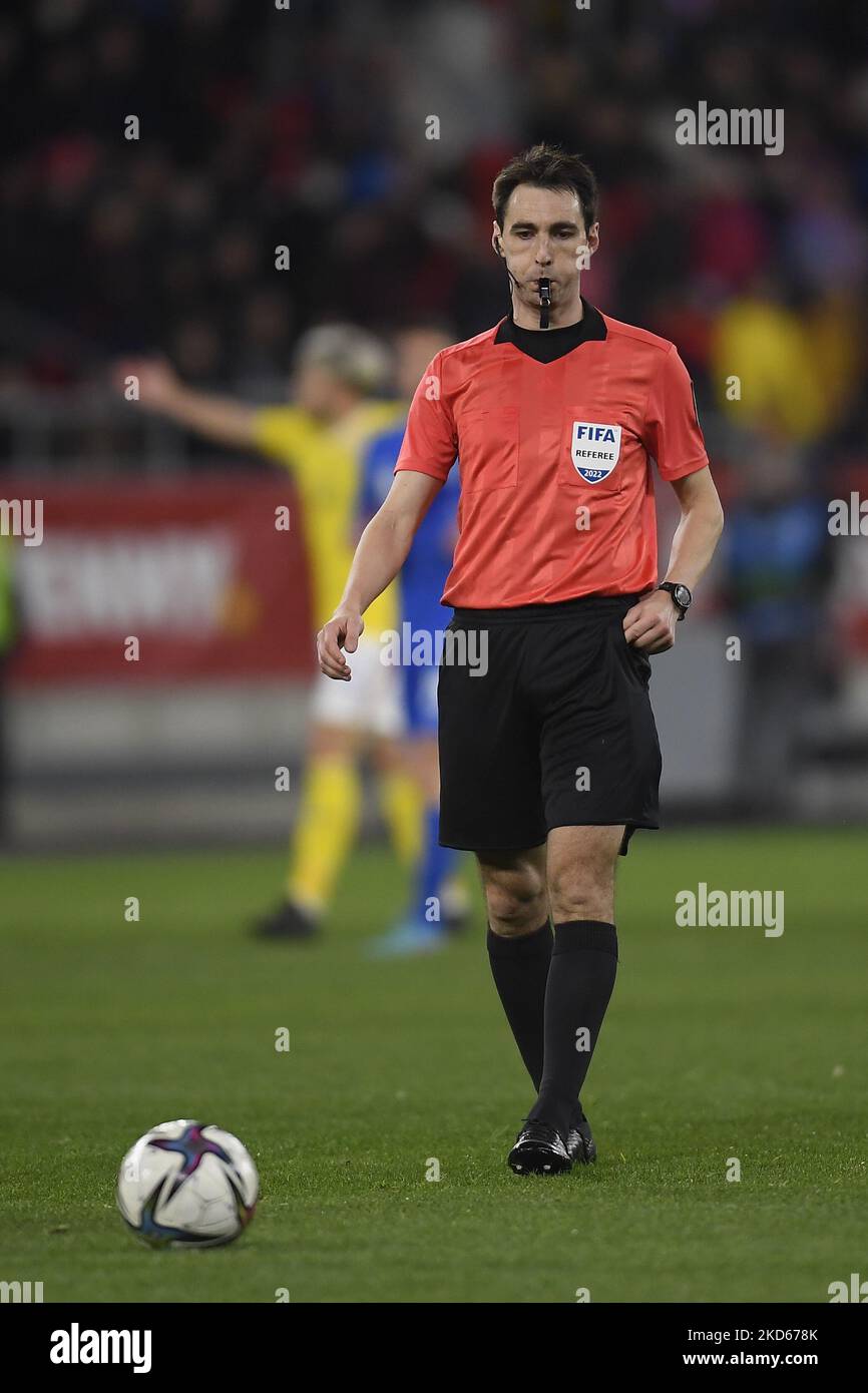 Referee Ricardo De Burgos Bengoechea in action during the international friendly match between Romania and Greece at Stadionul Steaua on March 25, 2022 in Bucharest, Romania. (Photo by Alex Nicodim/NurPhoto) Stock Photo
