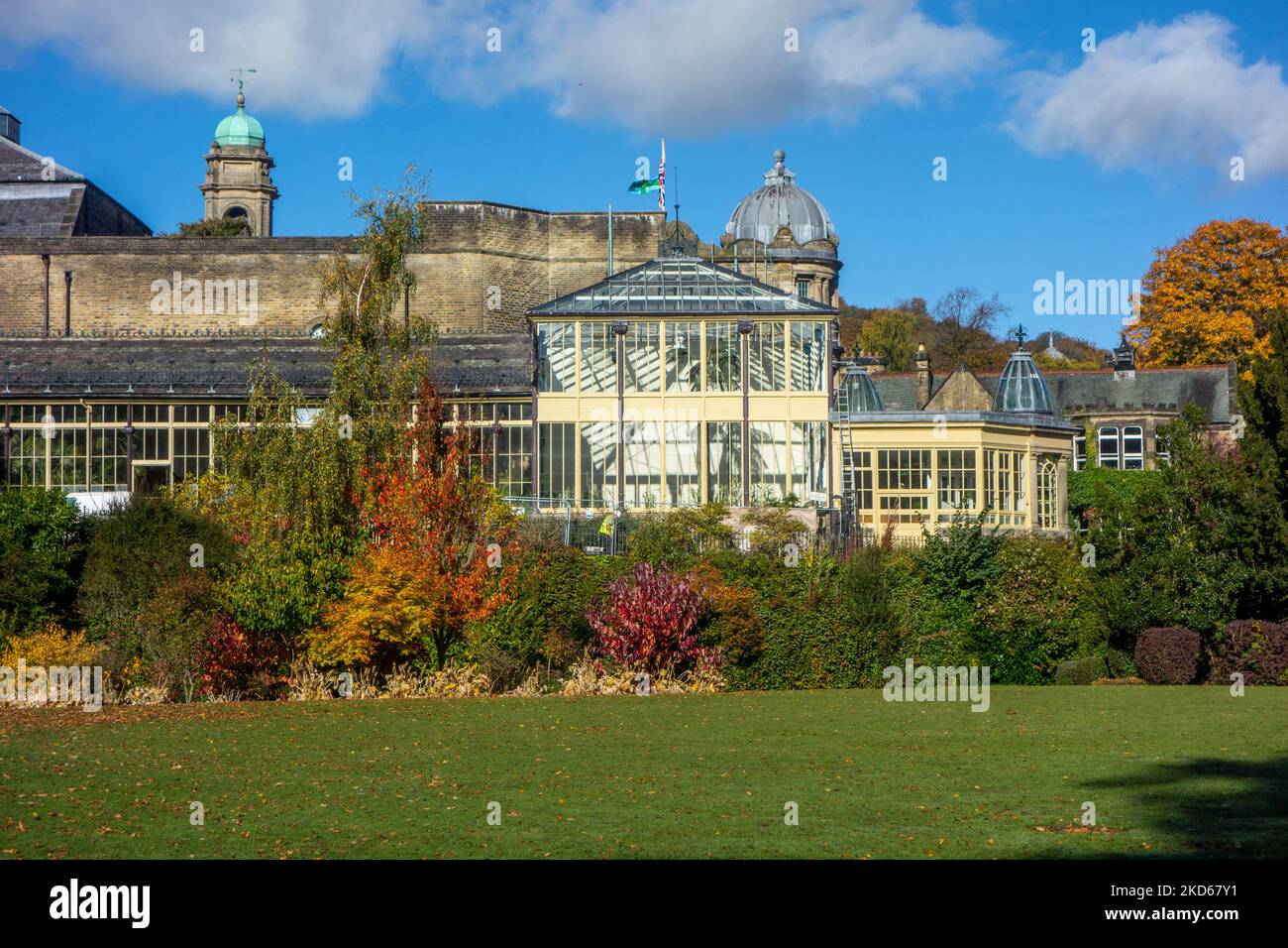 The greenhouse glass house in the Pavilion gardens at the Derbyshire