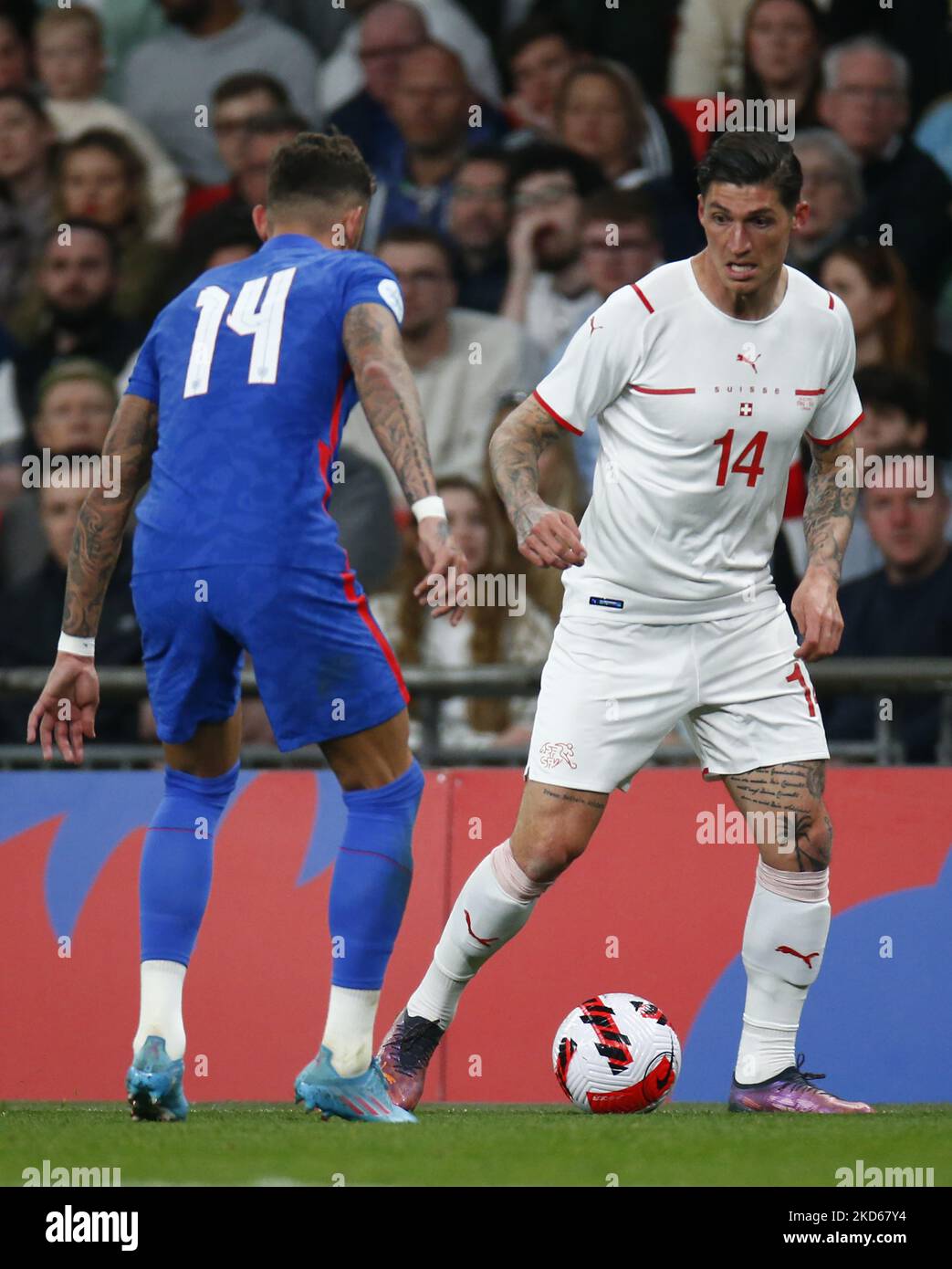 Steven Zuber of Switzerland during An Alzheimer's Society International between England and Switzerland at Wembley Stadium, UK on 26th March 2022 (Photo by Action Foto Sport/NurPhoto) Stock Photo