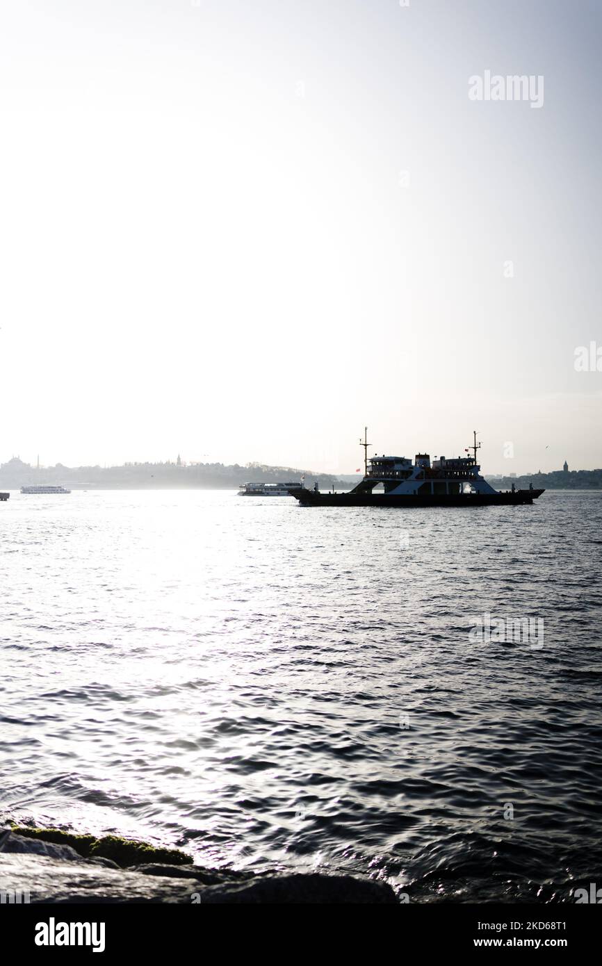 Photo of trips on a big ship, boat trip, waves, sea. Nauticals tourism