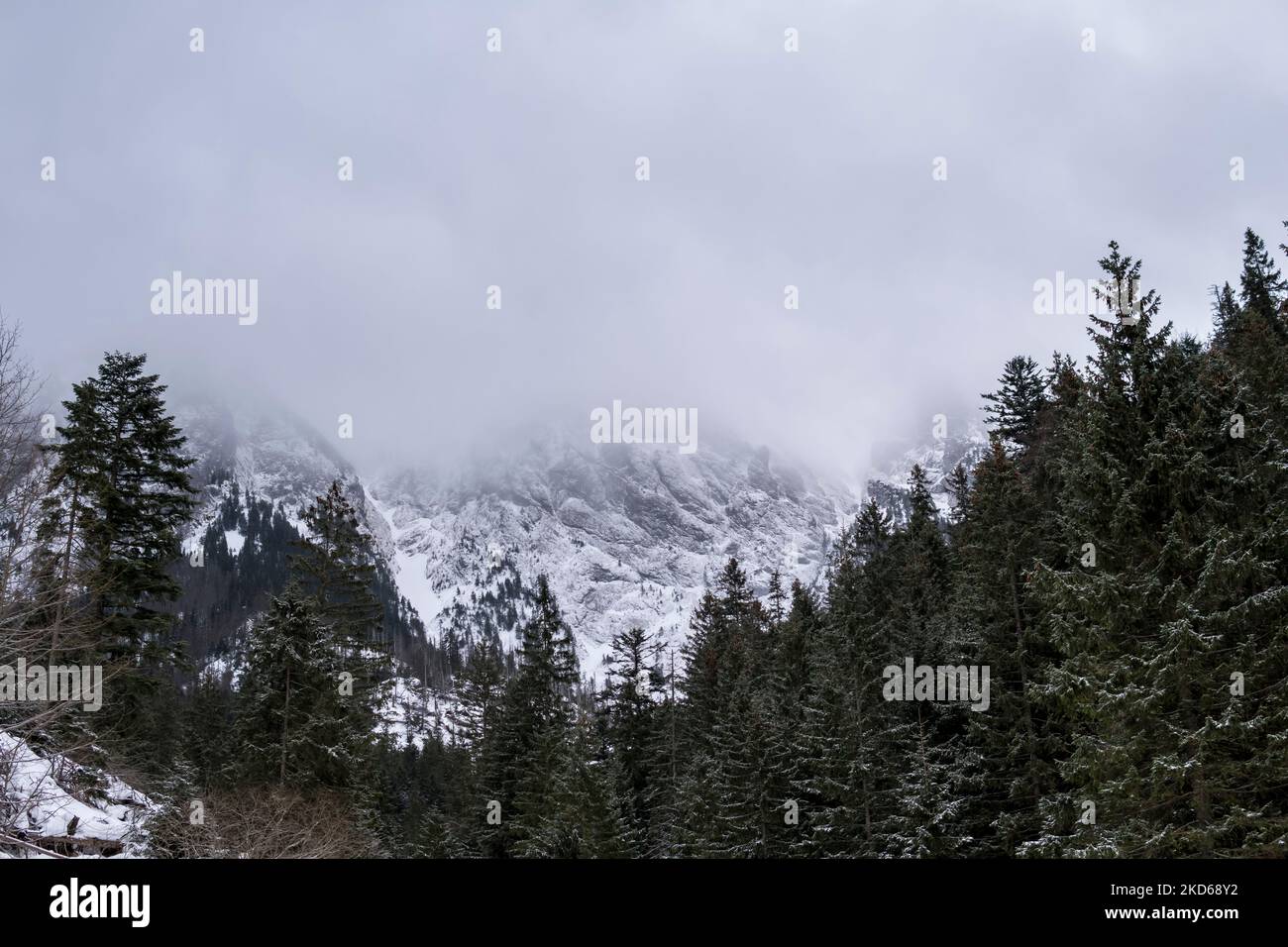 Tatra Mountains covered in clouds during winter season Stock Photo - Alamy