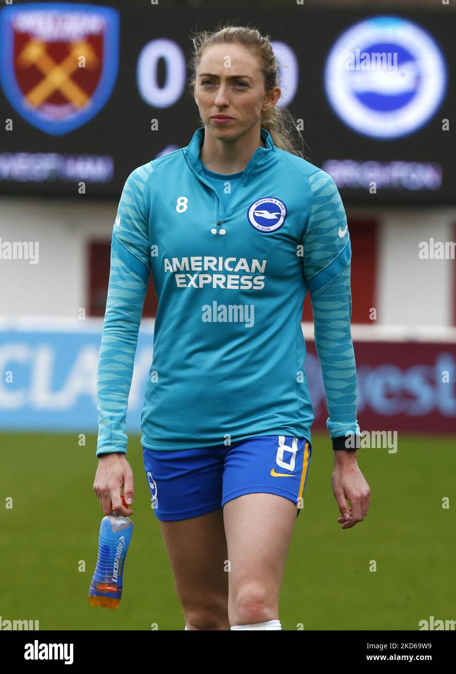 Megan Connolly of Brighton and Hove Albion WFC during Barclays FA Women's Super League match between West Ham United Women and Brighton and Hove Albion, at The Chigwell Construction Stadium on 27th March, 2022 in Dagenham, England (Photo by Action Foto Sport/NurPhoto) Stock Photo