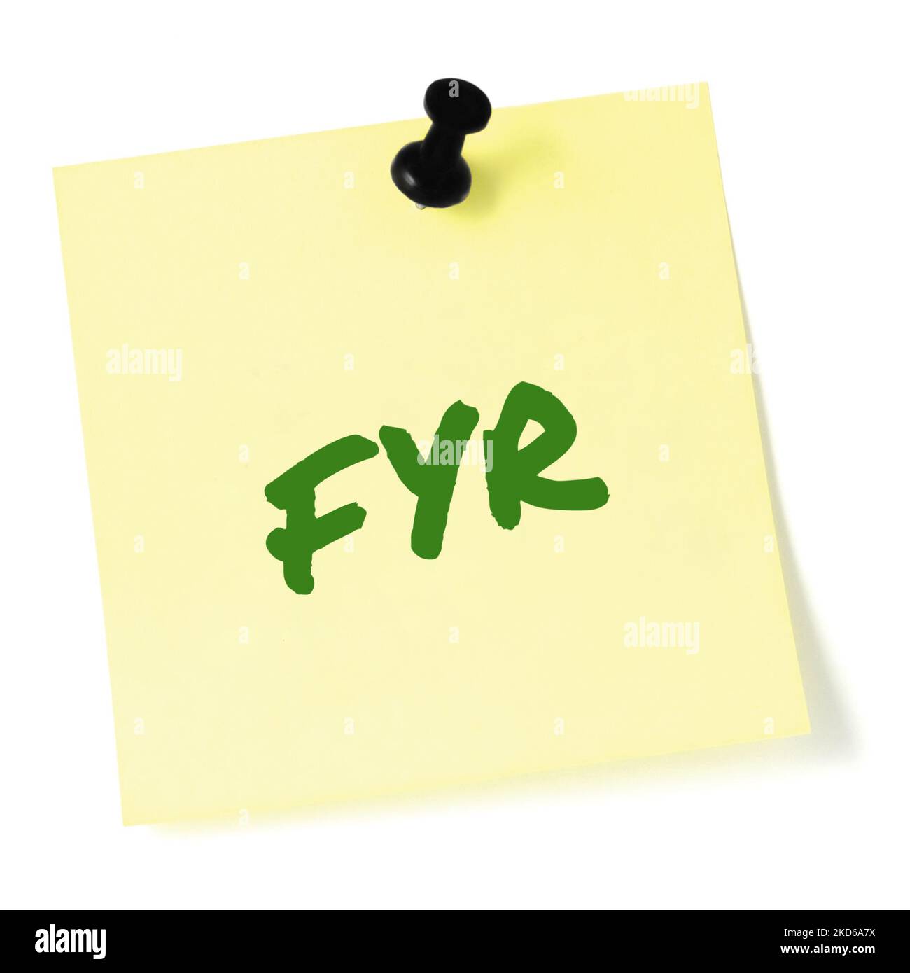 For your reference acronym FYR green marker written business initialism text, corporate scrutiny information recipient advice report detailed isolated Stock Photo