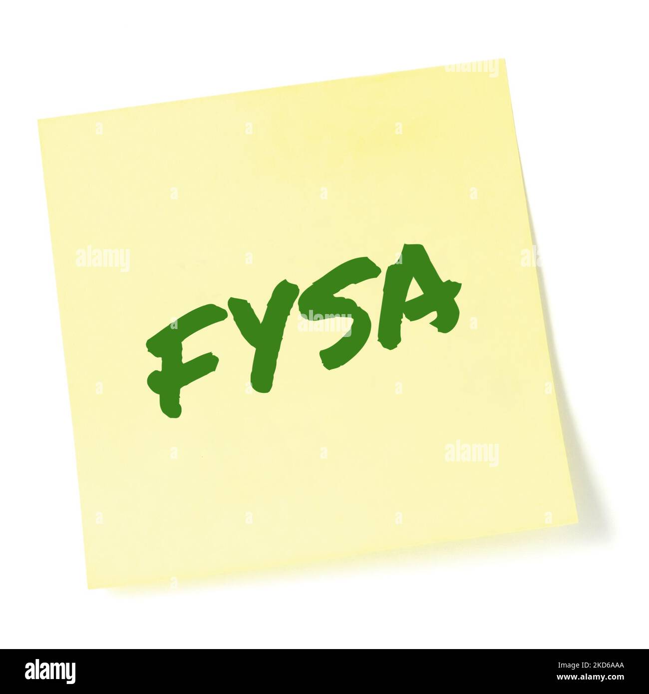 For your situational awareness acronym FYSA green marker written military initialism text, crucial current combat action environment conditions info Stock Photo