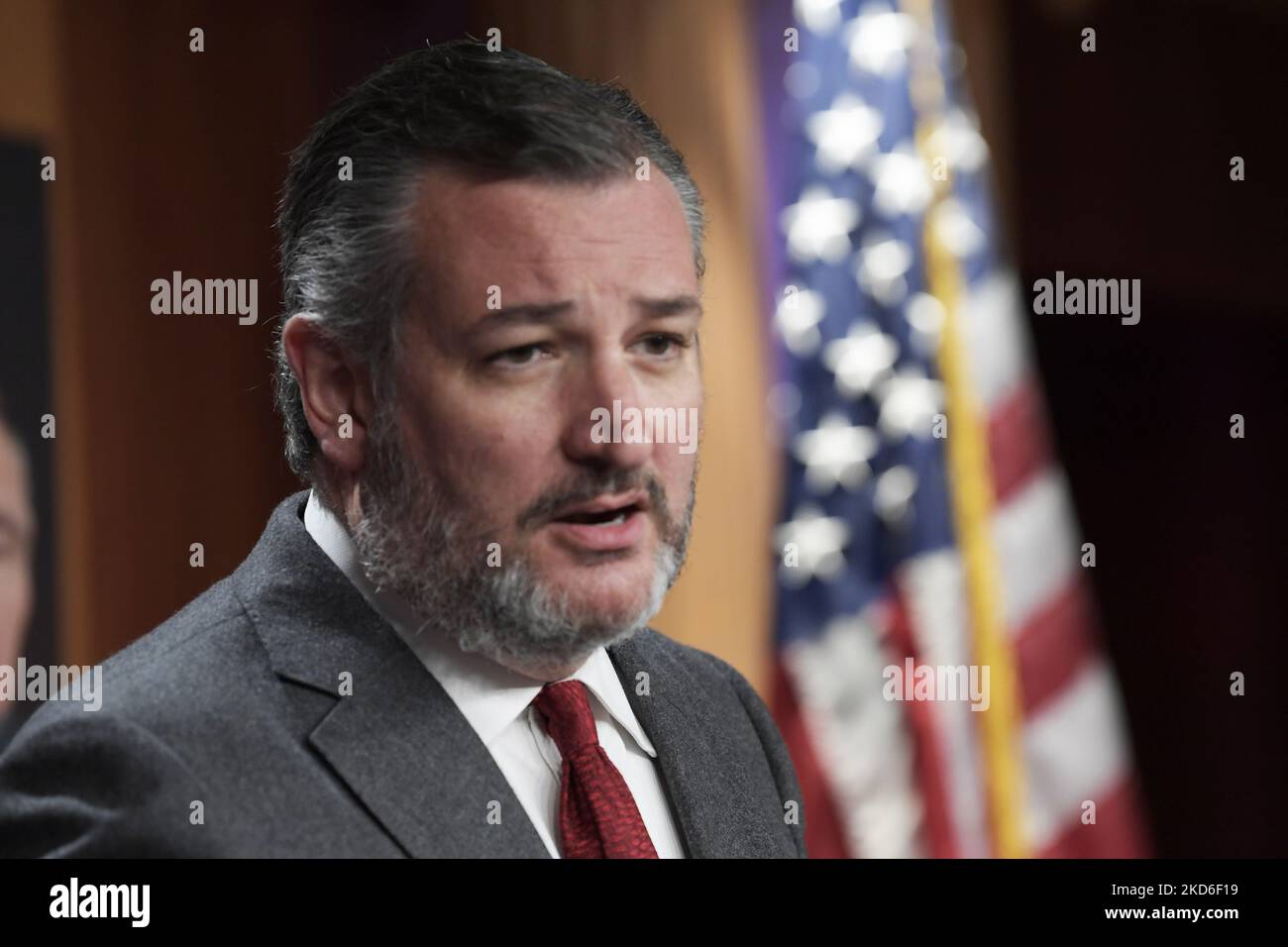 Senator Ted Cruz(R-TX) speaks about US-MX border during a press conference, today on March 30, 2022 at SVC/Capitol Hill in Washington DC, USA. (Photo by Lenin Nolly/NurPhoto) Stock Photo