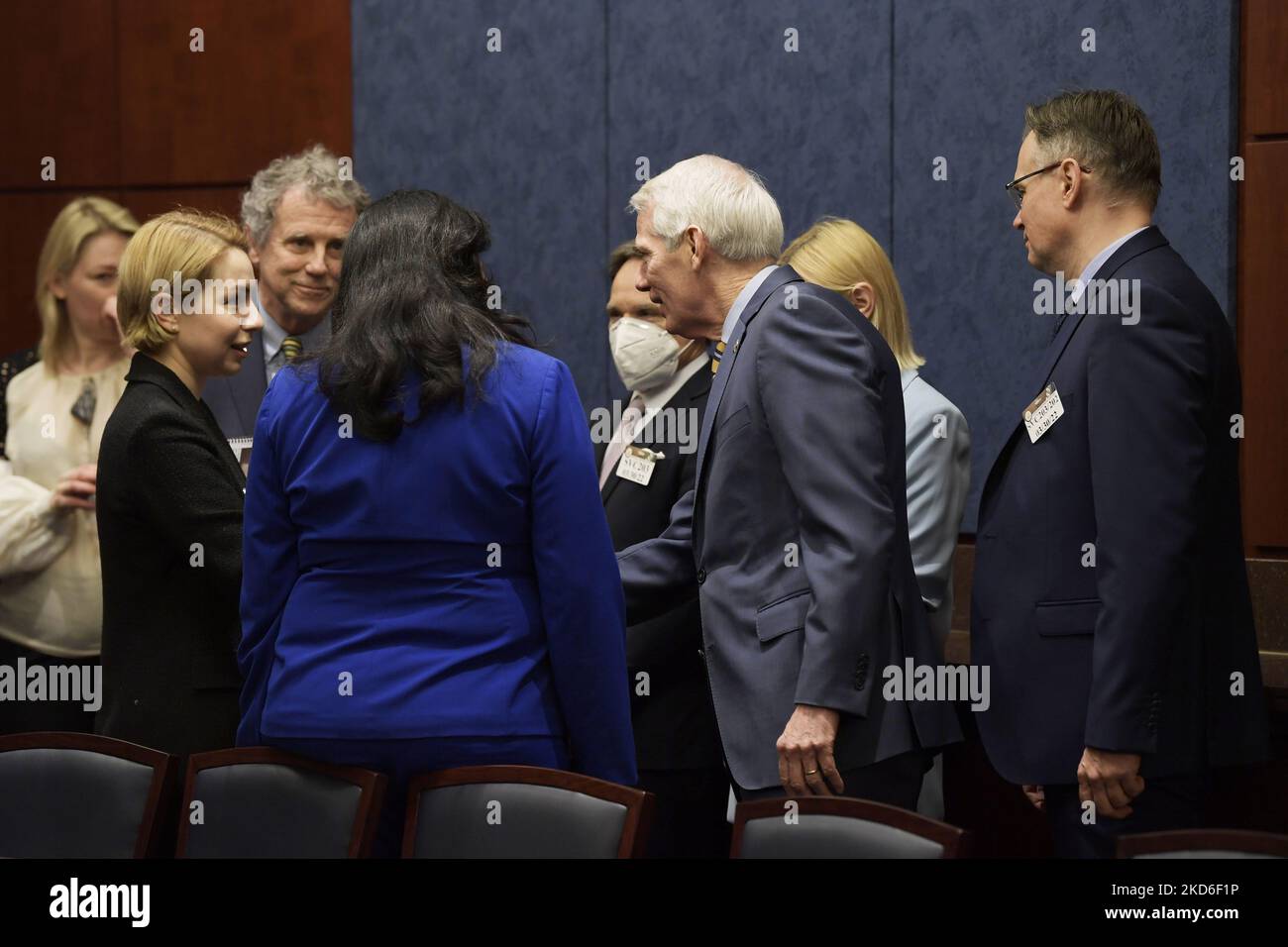 US Senator Robert Portman(R-OH) greets to Ukraine Caucus during the meeting with members of the Ukraine Parliament, today on March 30, 2022 at SVC/Capitol Hill in Washington DC, USA. (Photo by Lenin Nolly/NurPhoto) Stock Photo