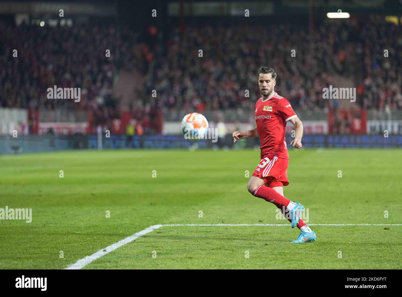 Niko Giesselmann of Union Berlin controls the ball during FC Union Berlin against FC Cologne, at An der Alten Forsterei, Berlin, Germany on April 1, 2022. (Photo by Ulrik Pedersen/NurPhoto) Stock Photo