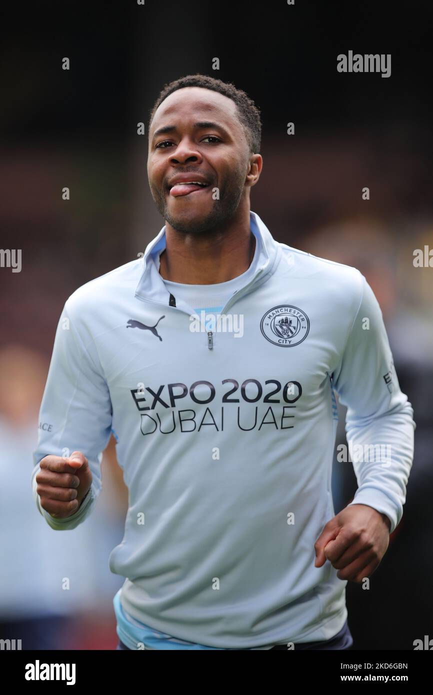 Raheem Sterling of Manchester City before the Premier League match between Burnley and Manchester City at Turf Moor, Burnley on Saturday 2nd April 2022. (Photo by Pat Scaasi/MI News/NurPhoto) Stock Photo