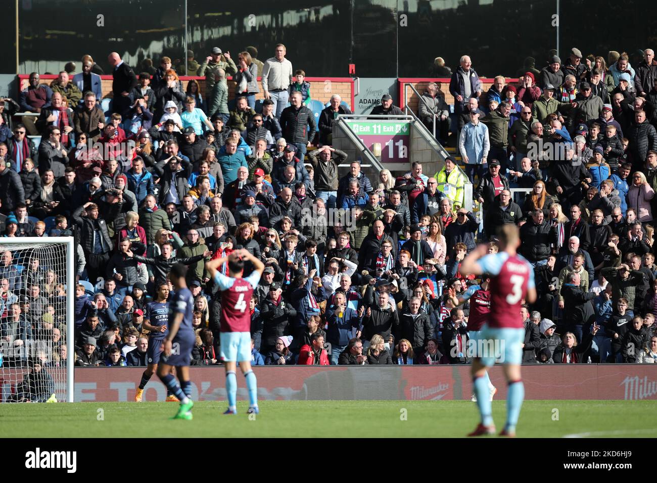 Burnley come close during the Premier League match between Burnley and Manchester City at Turf Moor, Burnley on Saturday 2nd April 2022. (Photo by Pat Scaasi/MI News/NurPhoto) Stock Photo