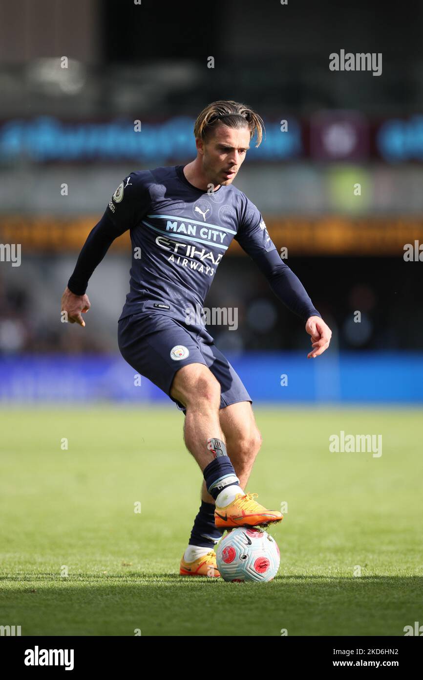 Jack Grealish of Manchester City on the ball during the Premier League match between Burnley and Manchester City at Turf Moor, Burnley on Saturday 2nd April 2022. (Photo by Pat Scaasi/MI News/NurPhoto) Stock Photo