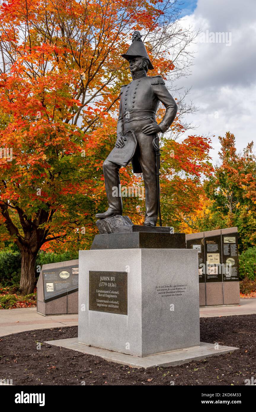 Ottawa, Ontario October 20, 2022 John By statue at Major's Hill Park