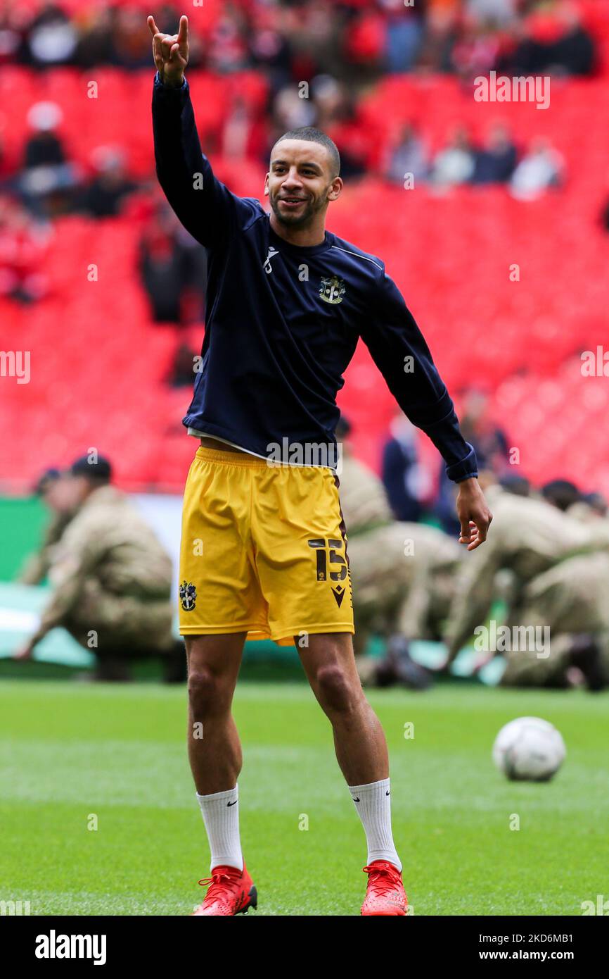 Craig Eastmond of Sutton United warms up during the Papa John Trophy ...