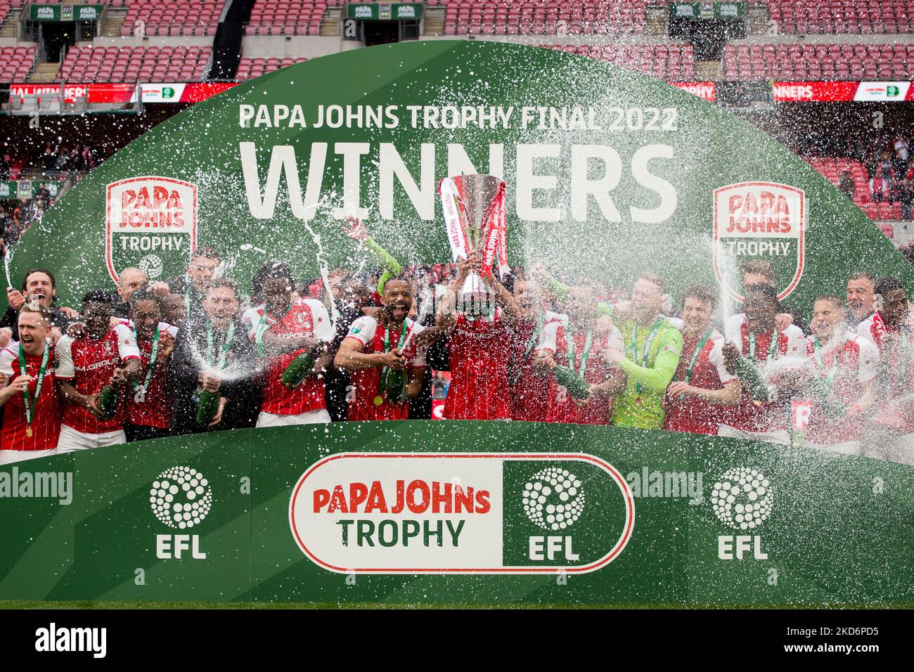 Rotherham United celebrates after win during the Papa John Trophy Final
