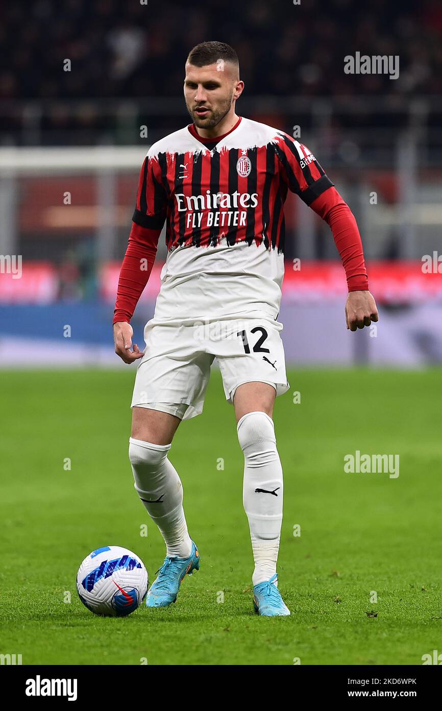 Ante Rebic of A.C. Milan during the Italian Serie A soccer match between A.C. Milan vs Bologna F.C. at the San Siro Stadium in Milan, Italy on 4 April 2022. (Photo by Michele Maraviglia/NurPhoto) Stock Photo