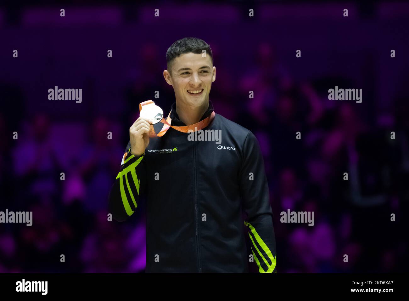 Liverpool, UK. 05th Nov, 2022. Liverpool, England, November 5th 2022 Rhys McClenaghan (IRL) (Gold) during the Medal Ceremony of the Pommel Horse Apparatus Finals at the FIG World Gymnastics Championships at the M&S Bank Arena in Liverpool, England Dan O' Connor (Dan O' Connor/SPP) Credit: SPP Sport Press Photo. /Alamy Live News Stock Photo