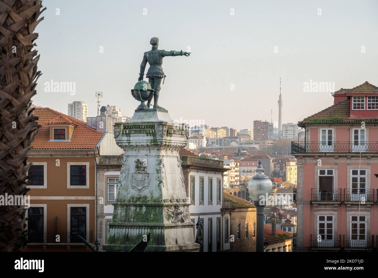 Monument to Prince Henry the Navigator at Infante D. Henrique Square - Porto, Portugal Stock Photo