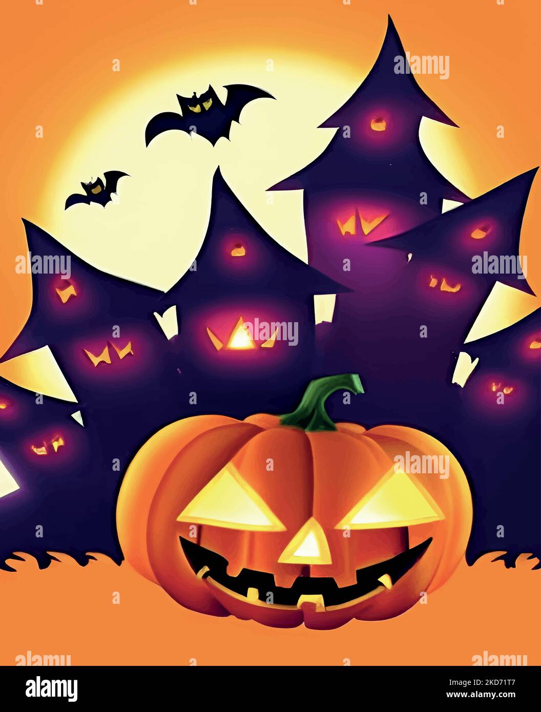 A spooky Halloween background with a pumpkin Stock Vector Image & Art ...
