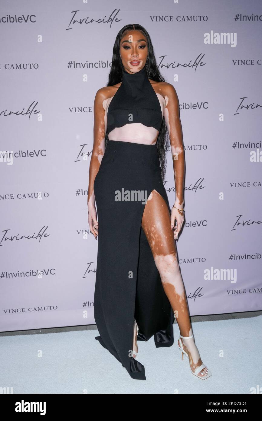 Winnie Harlow and Nina Agdal attends Vince Camuto Spring 2022