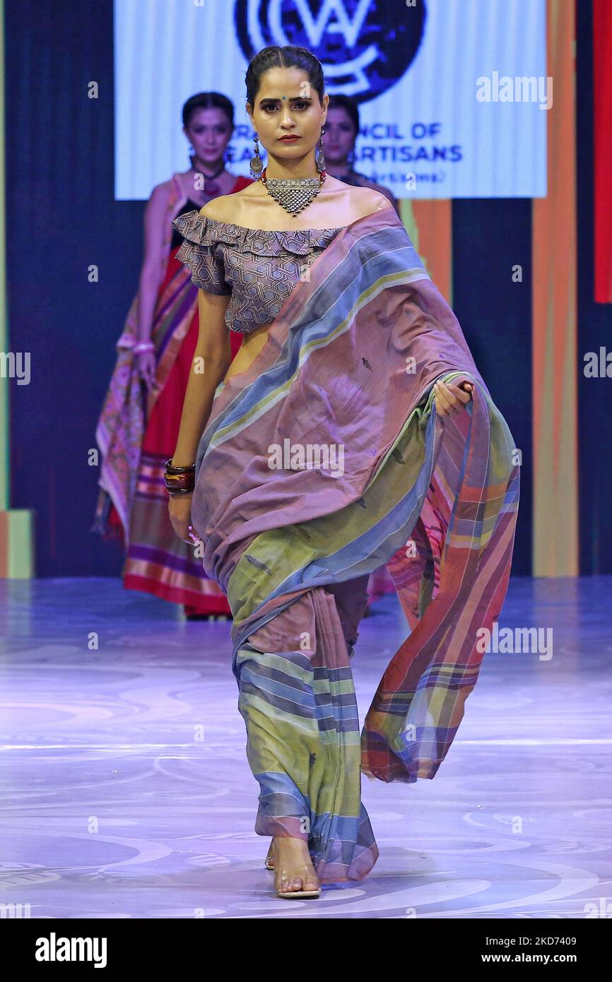 A model display designer collection during the Jaipur Couture Fashion