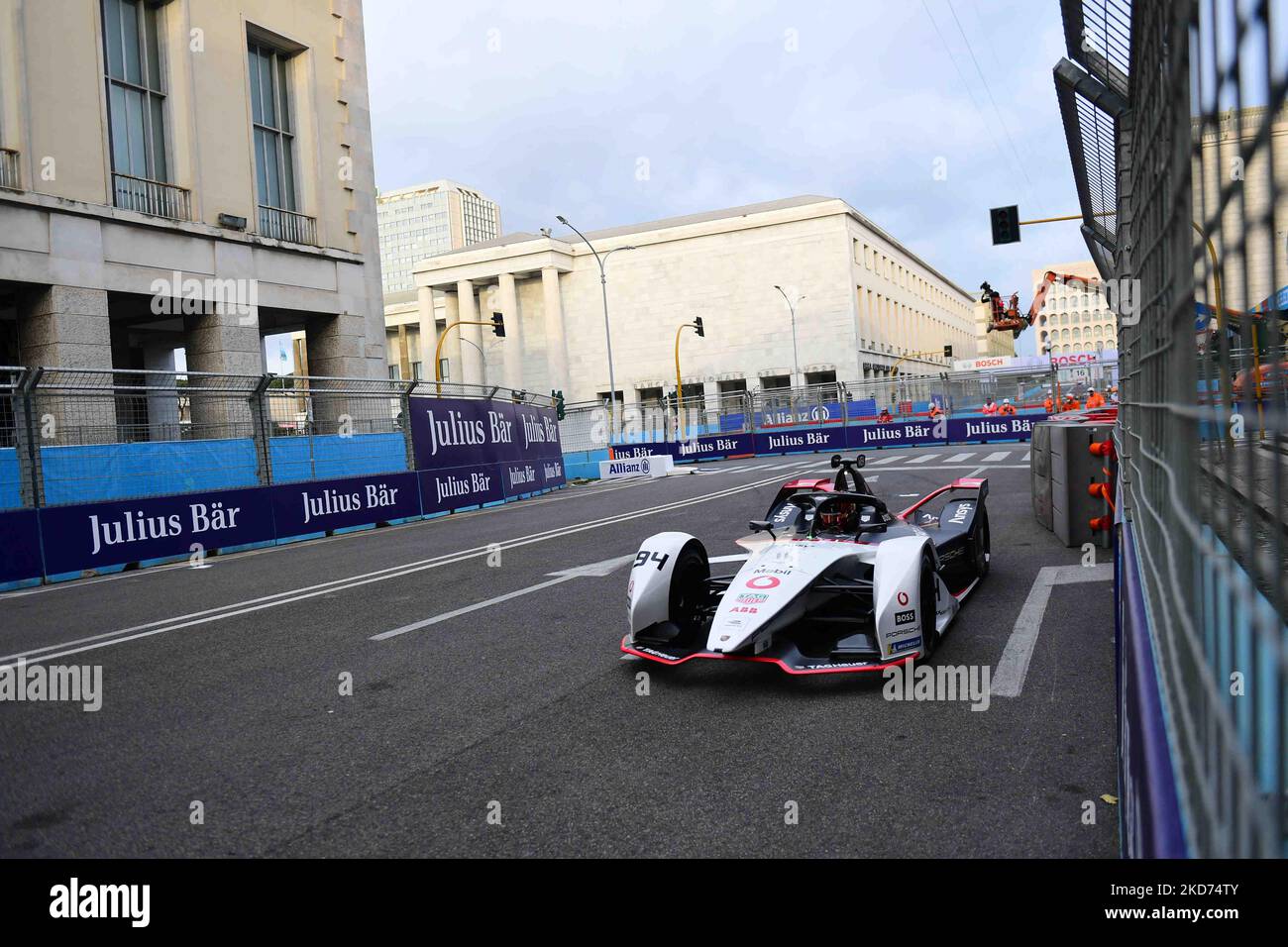 Pascal Wehrlein of TAG Heuer Porsche Formula E Team drive his single-seater during free practice of Rome E-Prix, 3rd round of Formula E World Championship in city circuit of Rome, EUR neighborhood Rome, 9 April 2022 (Photo by Andrea Diodato/NurPhoto) Stock Photo