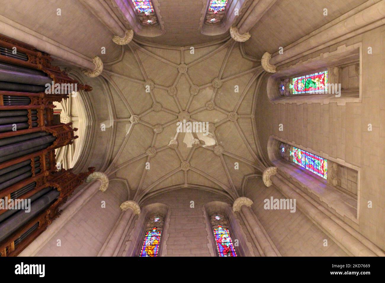 Looking up at the ornate ceiling, stained glass windows and Kathleen